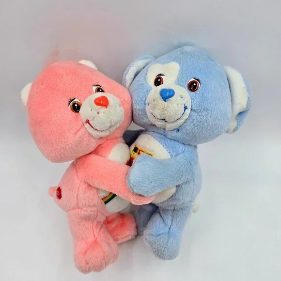 Care Bears Cuddle Pairs Cheer Bear And Loyal Heart Dog Plush 7” Vintage Read - Picture 14 of 14
